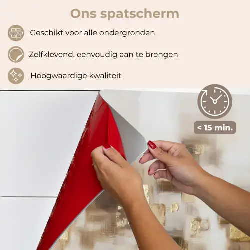 Abstracte vierkanten - Aardetonen - Mistig keuken achterwand spatscherm klein -spatscherm_NL