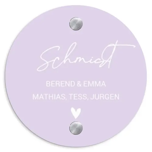 Lila - Sierlijk Naambord Rond klein -3d