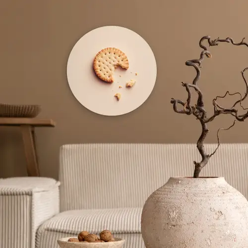 Koekje - Kruimels - beige Wandcirkel kunststof plaat 5mm dik klein -sfeer1