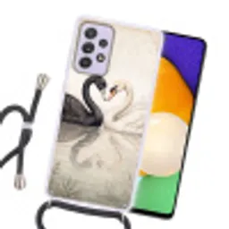 Zwanen - Hartvorm - Dieren Hoesje Samsung Galaxy A52 5G met koord klein -sfeer1