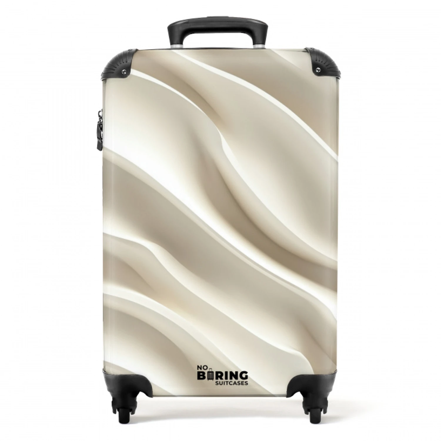 Diagonaal - Golven - Crème NBS - Handbagage koffer - Volwassenen Unisex middel -productfoto_recht