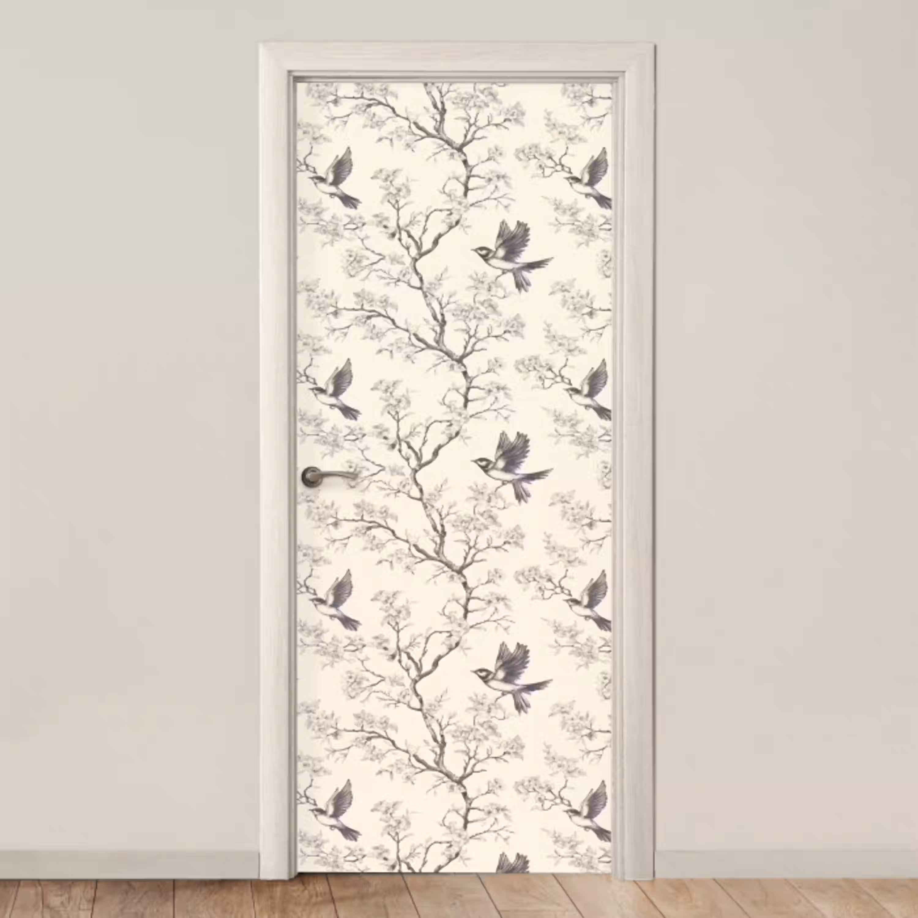 Takken - Vogels - Beige deurposter klein 289 -3d_beige