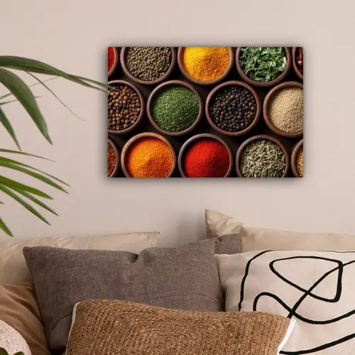 Bakjes - Hout - Kruiden - Kleurrijk canvas 2cm klein -sfeer1