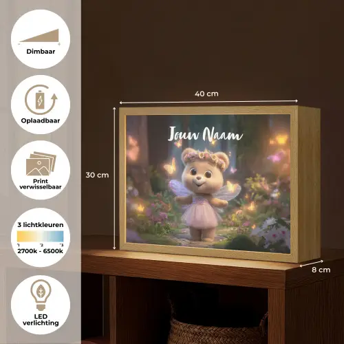 Beer - Vlinders - Bos - Fairy Light Box met batterij (Wandlamp kind) middel -USP_websiteoverzichtNL