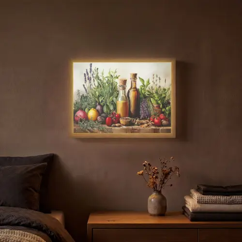 Stilleven - Kruiden - Specerijen - Fruit - Kleurrijk Light Box met batterij (Wandlamp) middel -sfeer4