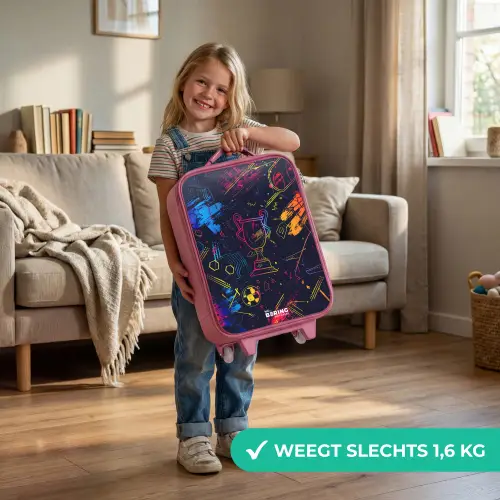 Neon sporttrofee design Kinderkoffer - Roze klein -sfeer2_NL