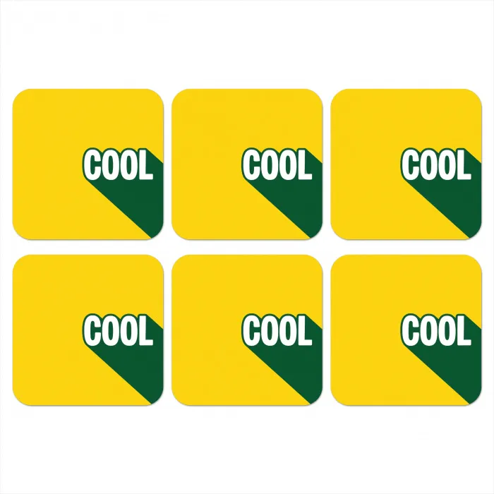 Cool - Geel - Groen onderzetter kurk middel -3d