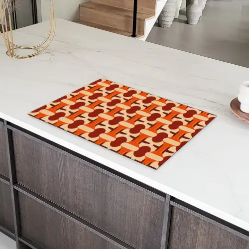 Geometrisch - Retro - Oranje Inductie beschermer vinyl 3mm klein 276 -sfeer8