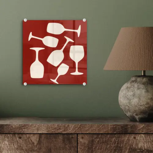 Wijnglazen - Silhouetten - Wit plexiglas 5mm klein -sfeer3
