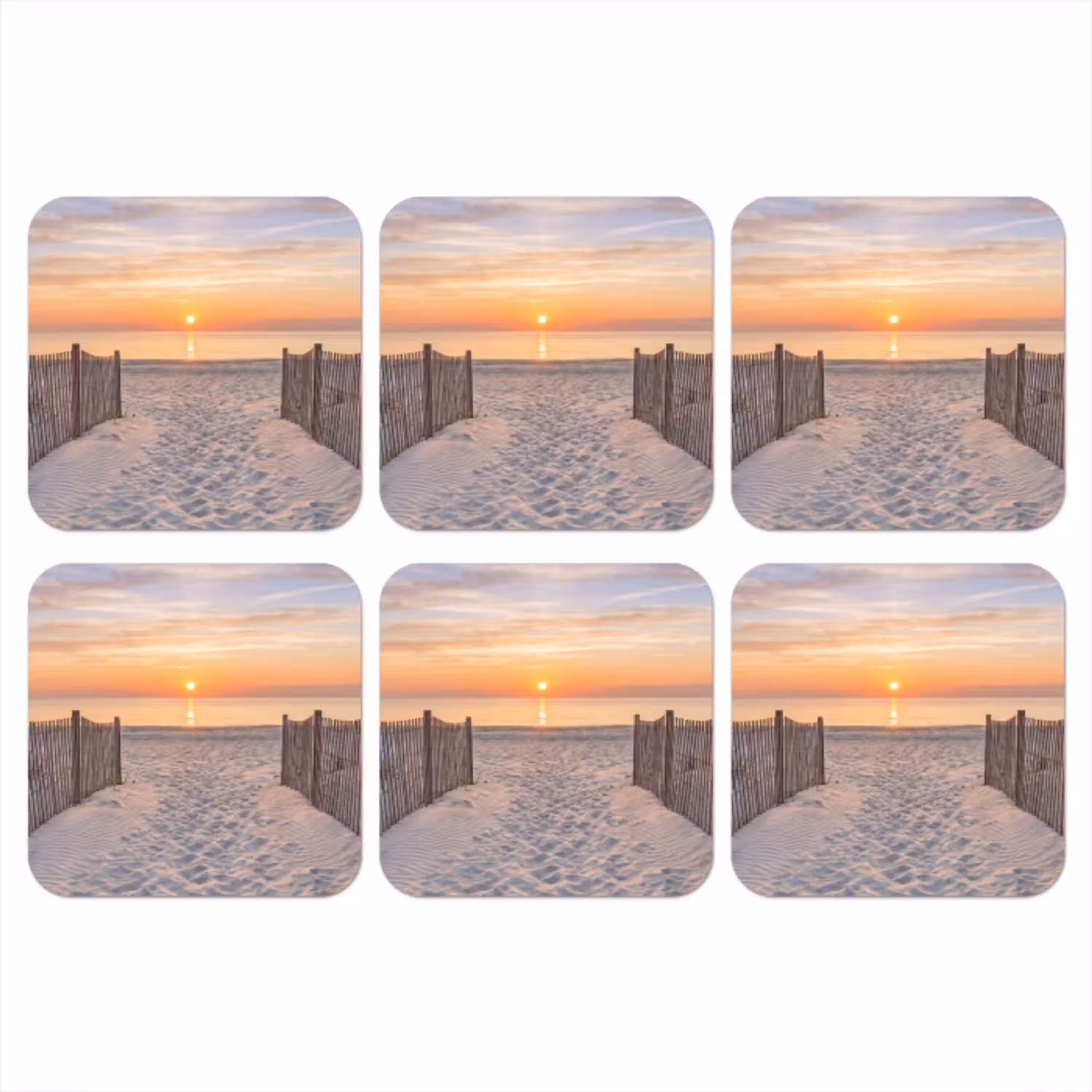 Zonsondergang - Strand - Zand onderzetter kurk middel -3d