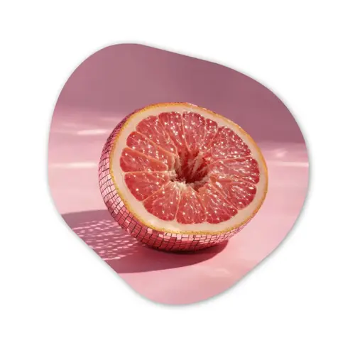 Grapefruit - Roze - Disco - Shiny Wandcirkel Organisch Forex 3mm klein -3d