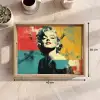 Vrouw - Rode lippen - Abstracte kleurvlakken - Popartuistraling Dienblad Rechthoek middel -USP_Formaat