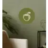Lijntekening - Appel - Olijfgroen - Blaadje Wandcirkel behangsticker klein -sfeer2