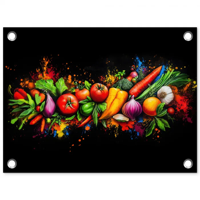 Groente - Eten - Kruiden - Graffiti - Koken tuinposter los doek klein -3d