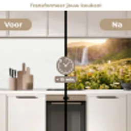 Vlinders - Waterval - Bloemenveld keuken achterwand 2 middel -voor-na2_NL