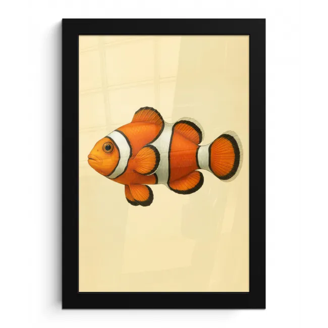 Vis - Oranje - Strepen fotolijst zwart zonder passe partout klein -3d