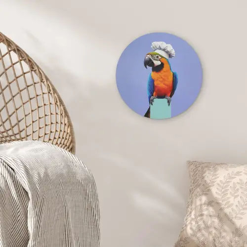 Papegaai - Koksmuts - Vogel - Leuk Akoestische PET Vilt - Rond klein -sfeer4
