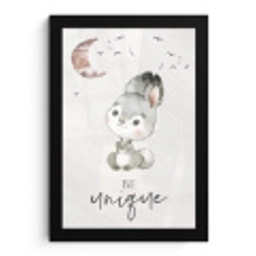 Quotes - Kinderen - Be unique - Jongens - Meisjes - Waterverf fotolijst zwart zonder passe partout klein -3d