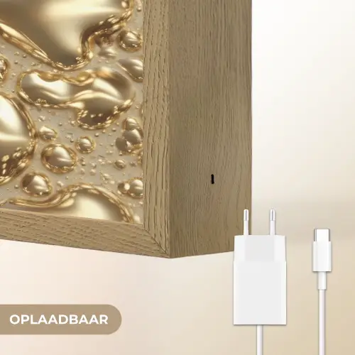 Druppels - Organisch - Goud Light Box met batterij (Wandlamp) middel 907 -USP_websiteoplaadbaarNL
