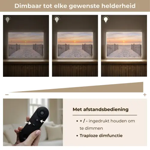 Zonsondergang - Strand - Zand Light Box met batterij (Wandlamp) middel -USP_dimbaarNL