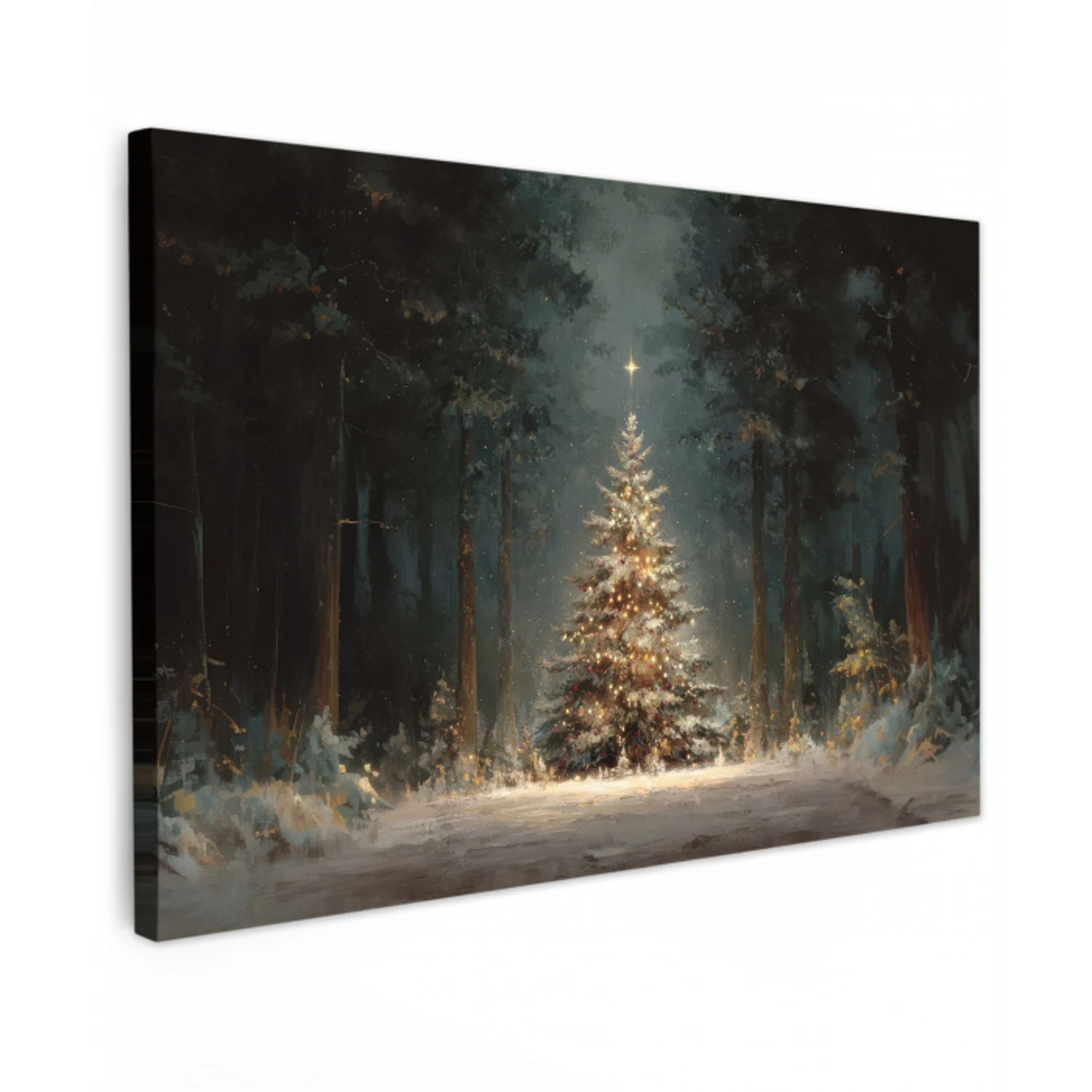 Kerstboom - Bos - Sneeuw - meerkleurig canvas 2cm klein -z3d