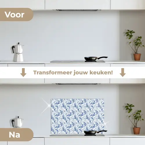Frans - Citroen - Royaal - Bladeren - Blauw keuken achterwand spatscherm klein 900 -voor_na_NL