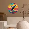 Zonsondergang - Walvis - Geschilderd - Kleurrijk Wandcirkel behangsticker klein -sfeer1