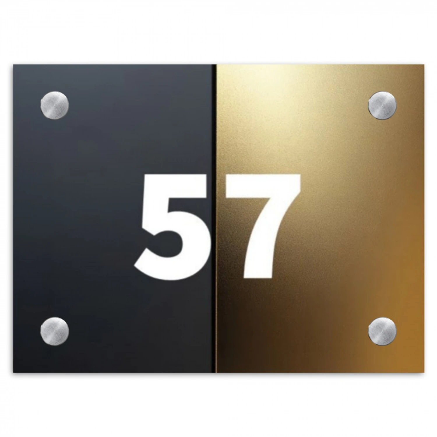 Half goud zwart - Traditioneel Naambord Rechthoek middel -3d