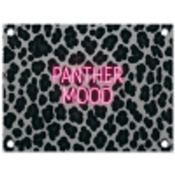 Panterprint - Zwart - Neonletters - Roze tuinposter los doek klein -3d