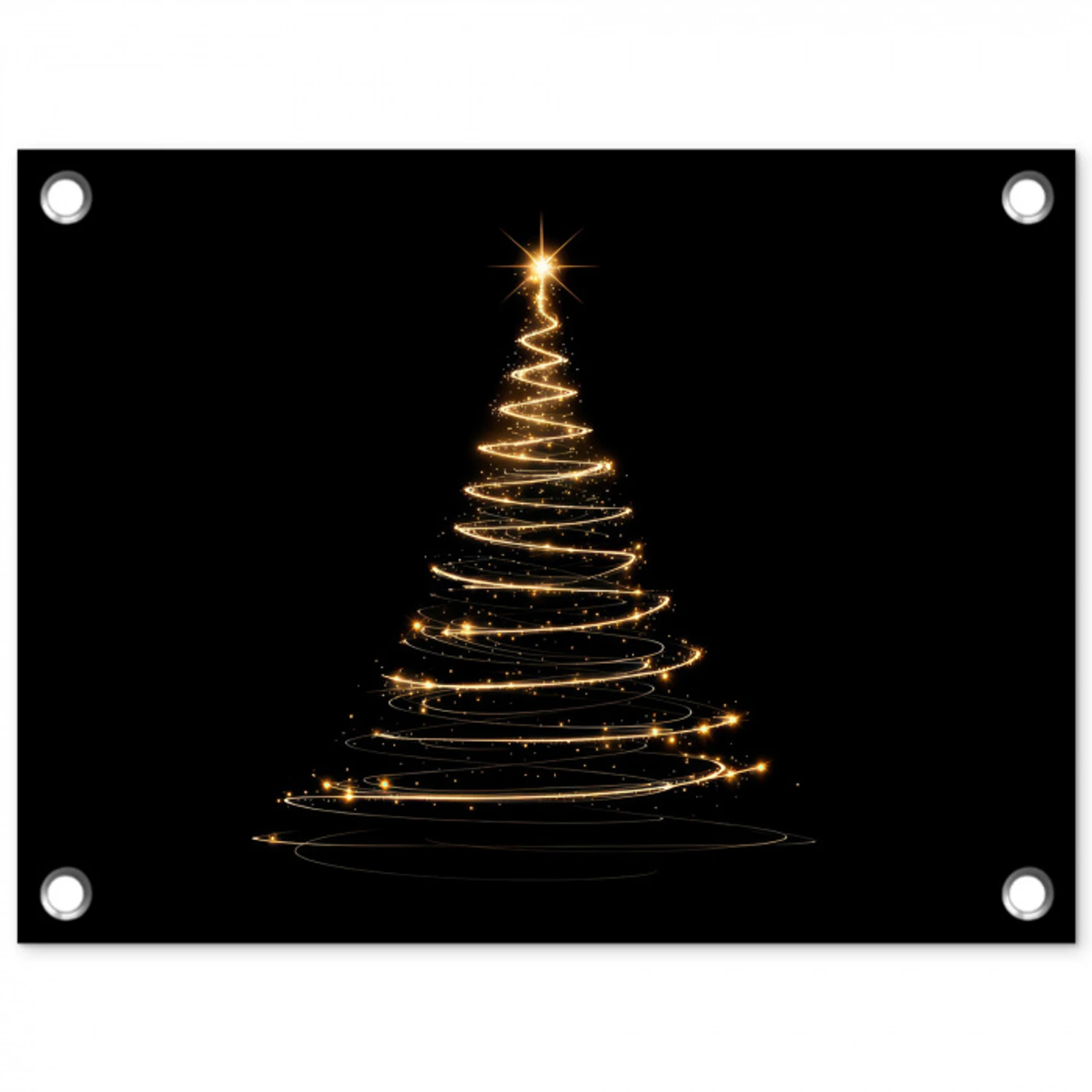 Magisch - Kerstboom - Lichtspiralen - Zwart tuinposter los doek klein -3d