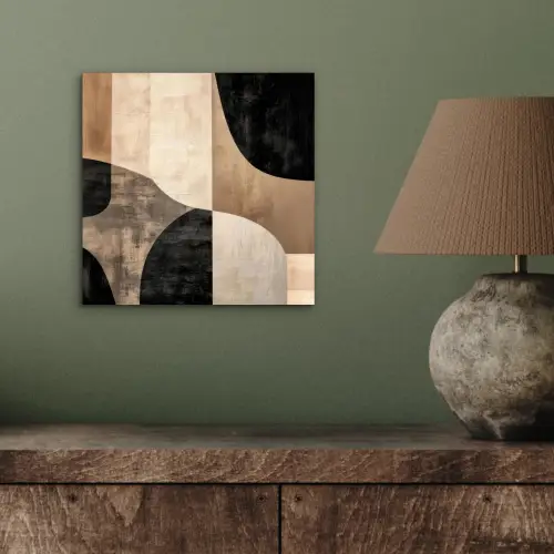 Abstract - Vlakken - Zwart - Rond aluminium wit klein -sfeer2