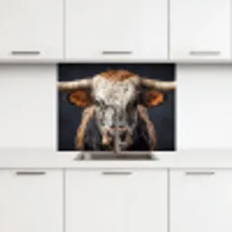 Stier - Kleurrijk - Hoorns keuken achterwand 2 middel -3d