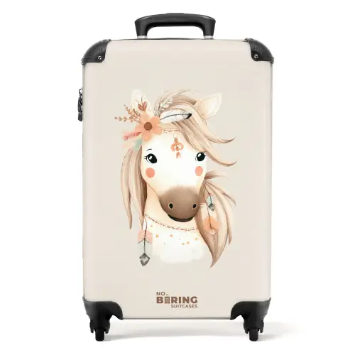 Bohemian paard in pastel kleuren NBS - Handbagage koffer - Kinderen Unisex middel -productfoto_recht