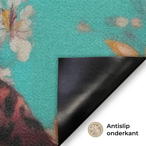 Luipaard - Bloemen - Kroon Deurmat klein -antislip_NL