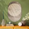 Vogel - Beige - Japandi Wandcirkel Ovaal Glas middel -sfeer2