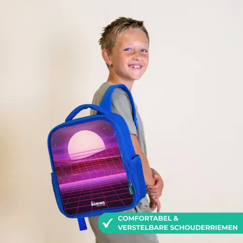 Rasterlandschap met zon Kinderrugzak - Blauw middel -sfeer3_NL