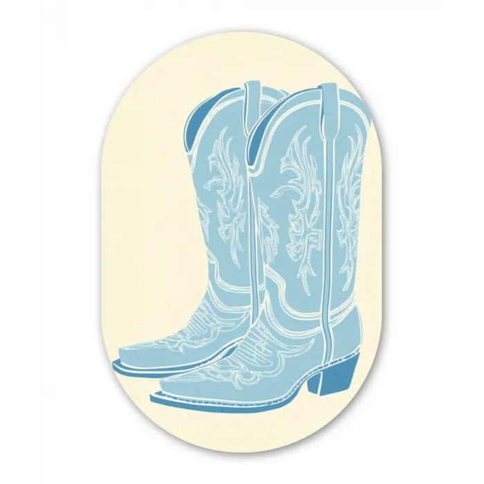 Illustratie - Cowboylaarzen - Patroon Wandcirkel Ovaal Glas middel -3d