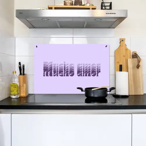 Mucho amor - Paars - Gelaagde letters Inductie beschemer met haakjes klein -sfeer2