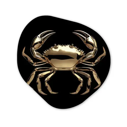 Goud - Krab - Dieren - Zwart Wandcirkel Organisch Forex 3mm klein -3d