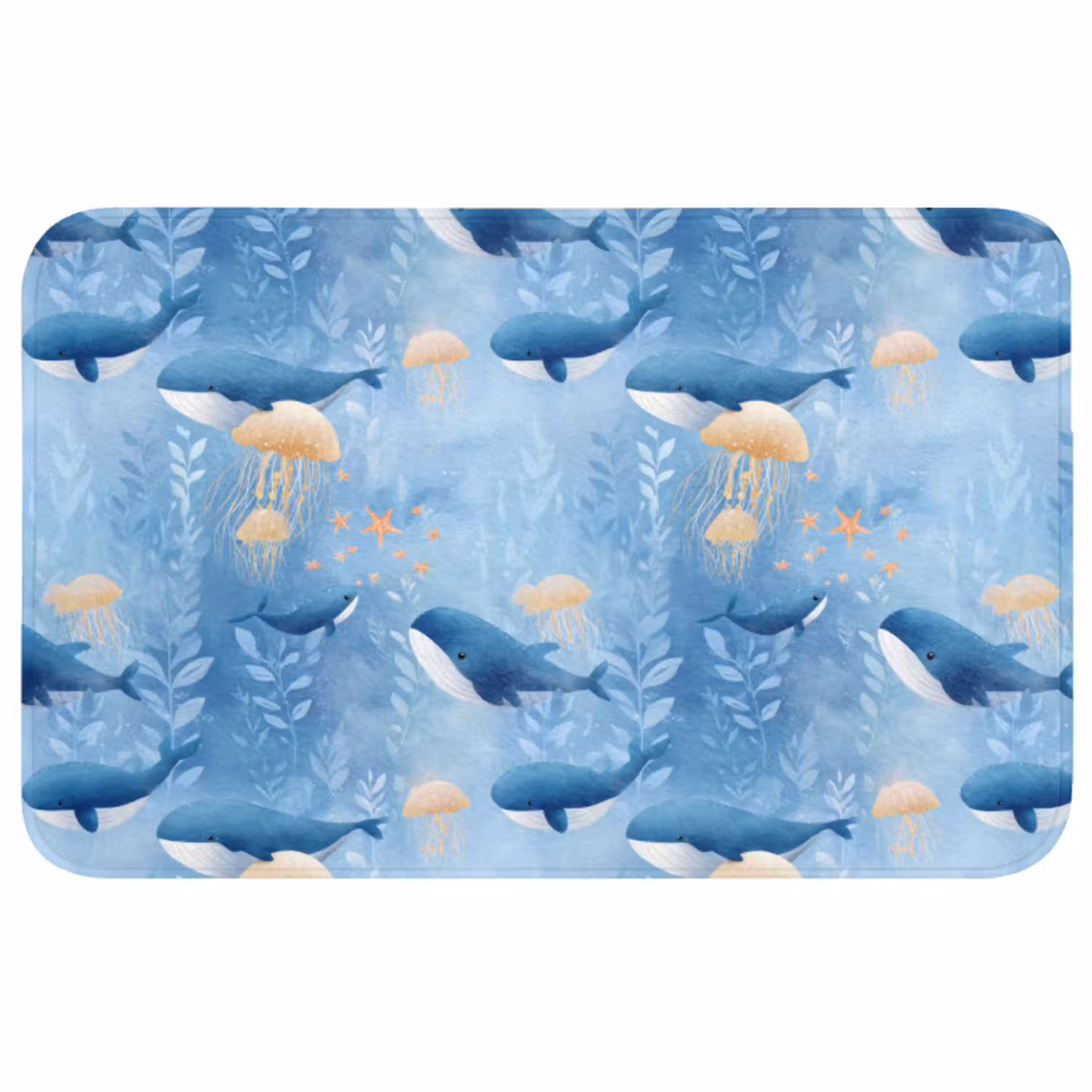 Walvissen - Oceaan - Blauw Badmat middel 997 -3d