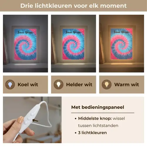 Spiraal - Roze - Blauw Light Box met kabel (Kinderlampje) klein -USP_lichtkleurNL