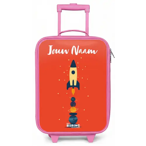 Raket - Sterren - Planeten Kinderkoffer - Roze klein -zz3dotto