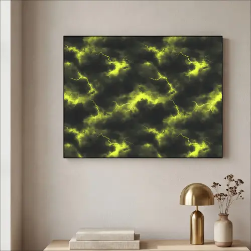 Geel - Storm - Wolken Textielframe zwart klein 947 -sfeer2