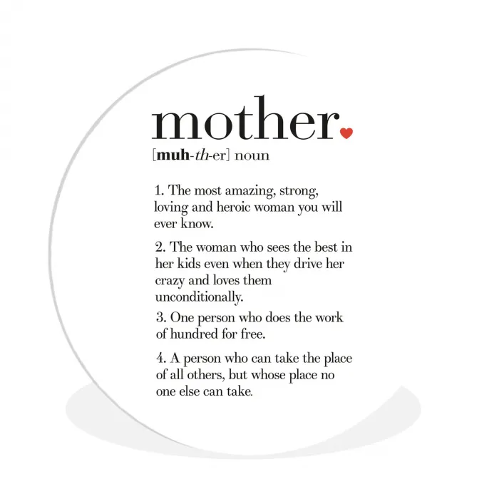 Moeder definitie - Quotes - Mother - Spreuken Wandcirkel kunststof plaat 5mm dik klein -3d