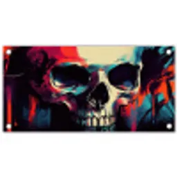 Schedel - Abstract - Rood - Blauw - Graffiti tuinposter los doek klein -3d