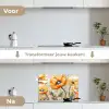 Klaprozen - Oranje - Mozaïek - Bladeren keuken achterwand spatscherm klein -voor_na_NL