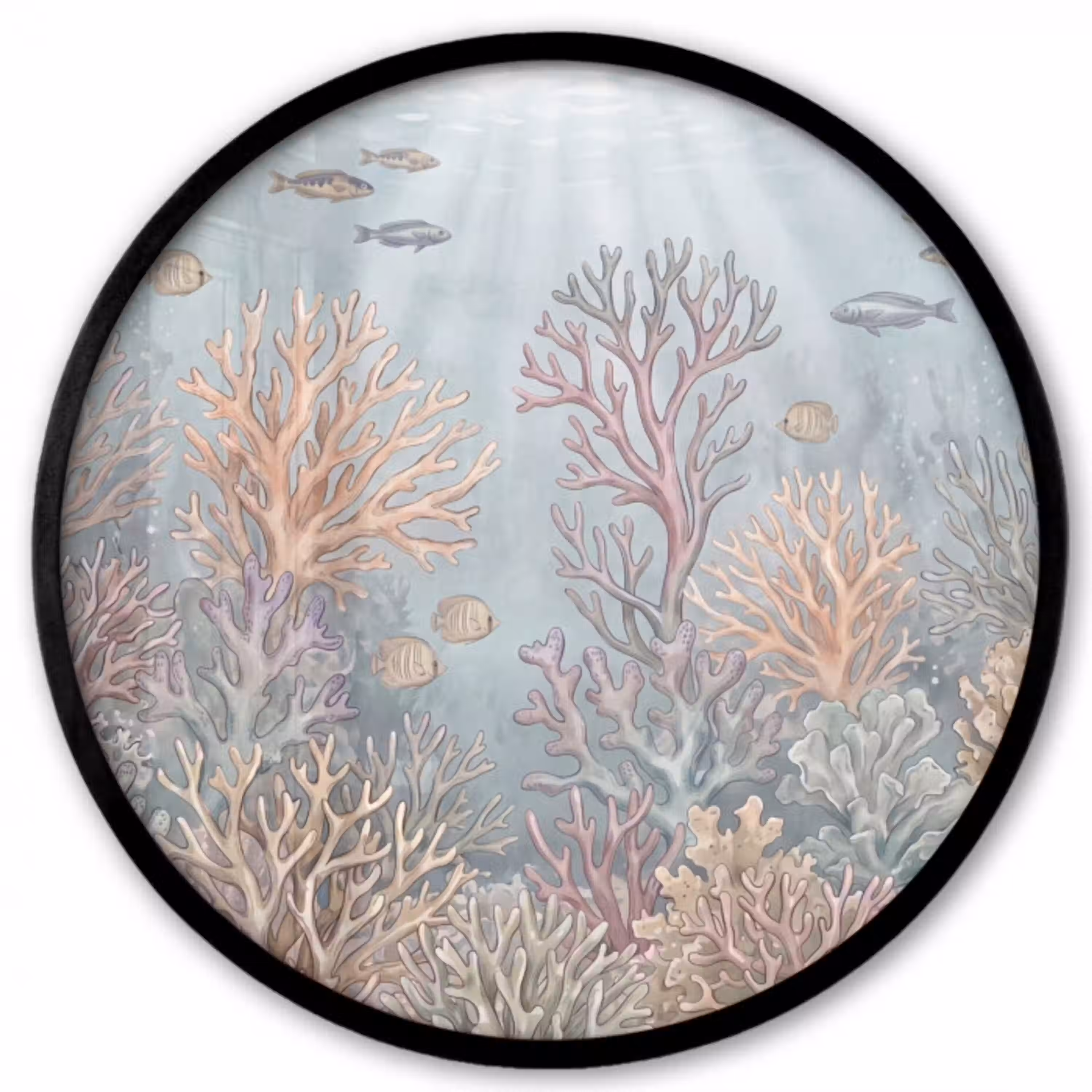 Vis - Koraal - Oceaan - Illustratie - Onderwater Fotolijst rond zonder passe partout klein -3d