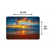 Zee - Zonsondergang - Strand - Wolken - Oranje Placemat vinyl groot -specs
