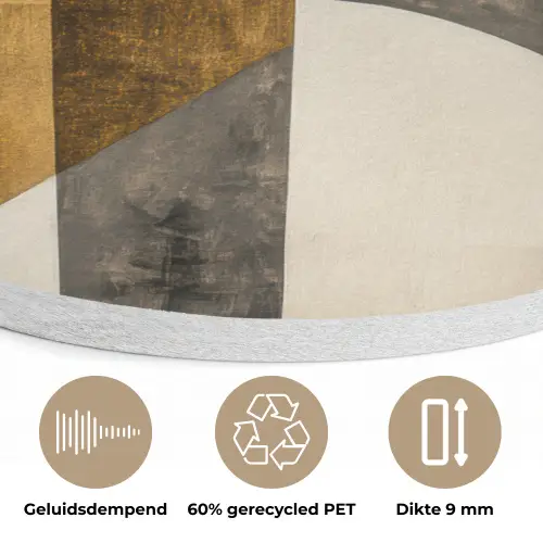 Abstract - Goud - Grijs - Vormen - Geometrisch Akoestische PET Vilt - Rond klein -closeup_NL