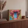 Bloemen - Deur - Roze Light Box met batterij (Wandlamp) middel -sfeer2